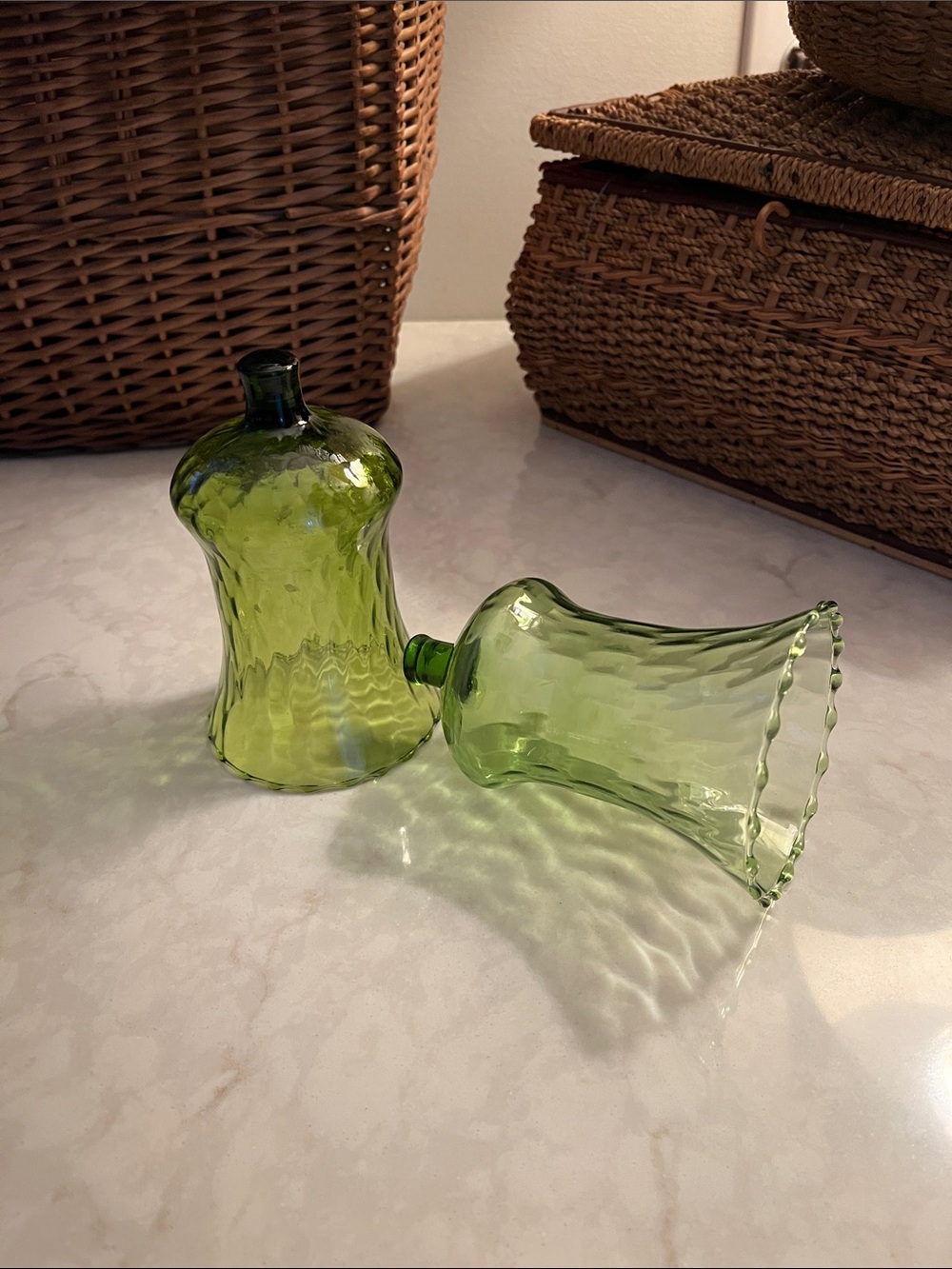 VTG  peg votive cups Home Interiors green Glass